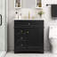 Meuble-lavabo noir de 30 po avec lavabo en céramique, portes à fermeture douce et tiroirs