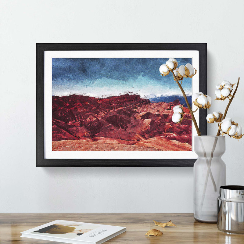 Sunset over Death Valley in California - Picture Frame Painting Print, Black Framed, 36cm H x 48cm W x 2cm D