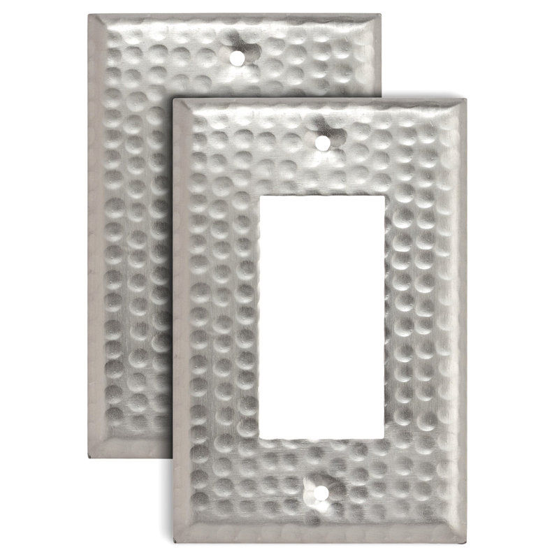 Brushed Nickel Hand Hammered 1-Gang Metal Toggle Wall Plate
