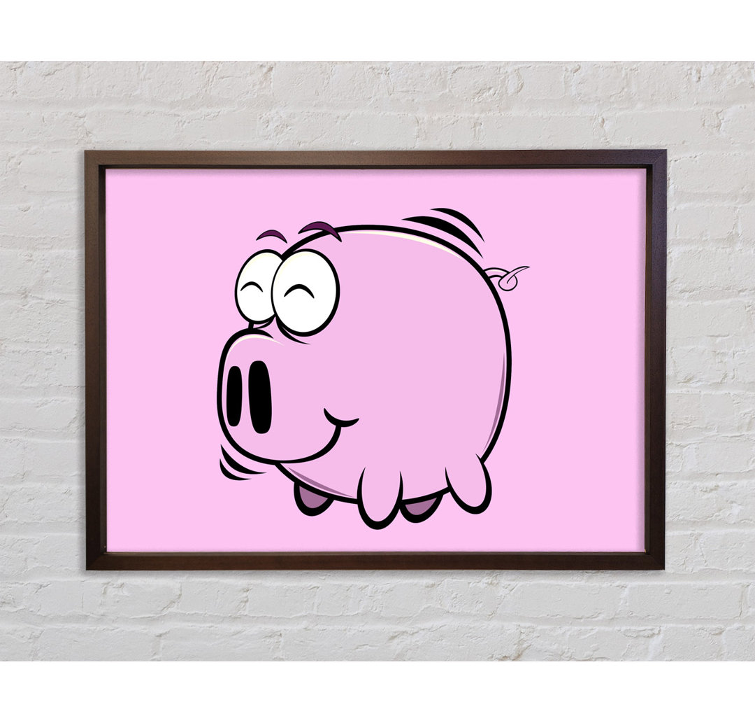 Happy Pig Smiling Pink - Einzelbildrahmen Kunstdrucke auf Leinwand