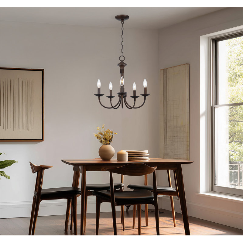 Lustre empire à 5 lumières de style bougie Richeson, Bronze huilé