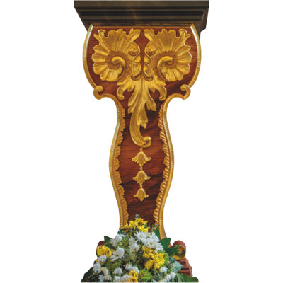 SS11287 Gold Wood Flower Church Lectern Podium Speaker Soap Box Stand In Cardboard Cutout Standee Standup
