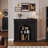 Black Solid Wood Freestanding Fireplace