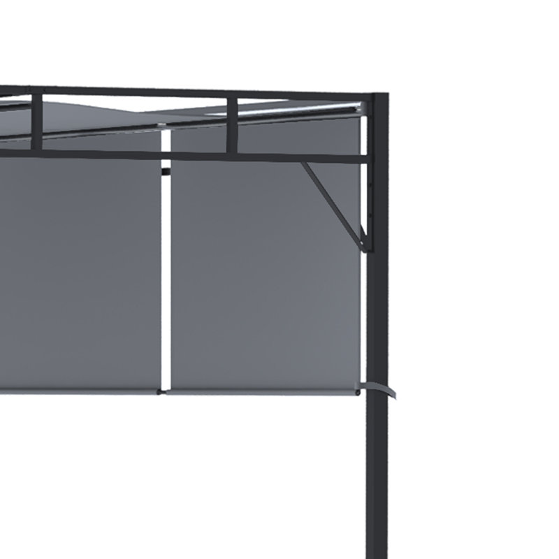 Outsunny 3(m) Steel Pergola Garden Gazebo w/ Sliding Canopy, Dark Grey