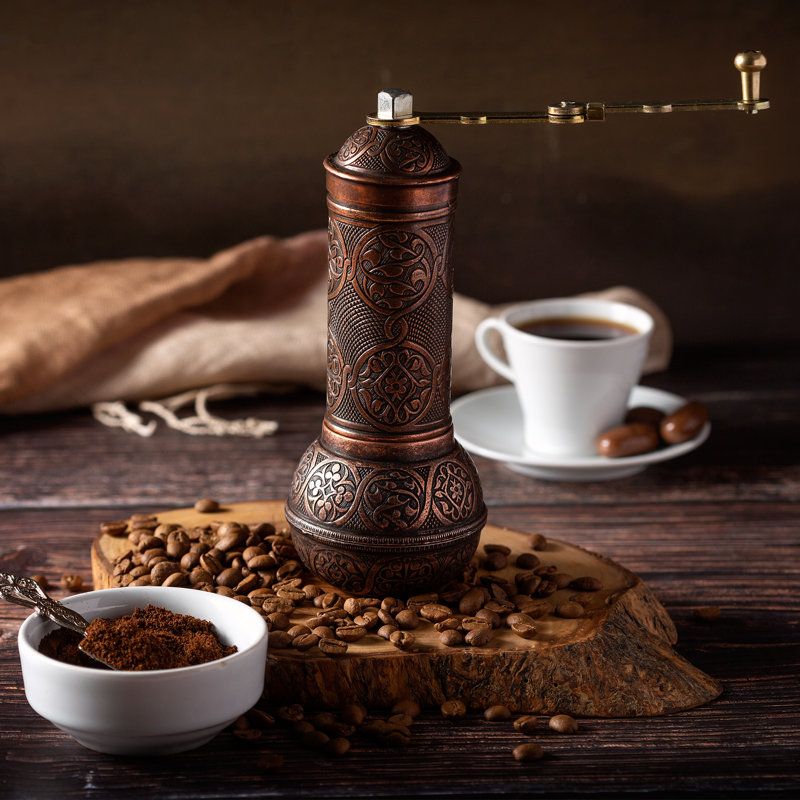 Crystalia USA Manual Flat Burr Coffee Grinder, Copper