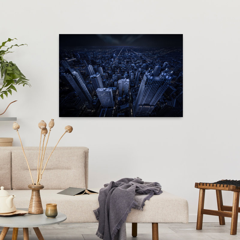 Chicago, heure bleue, architecture contemporaine, art mural, H 24 po x l 36 po