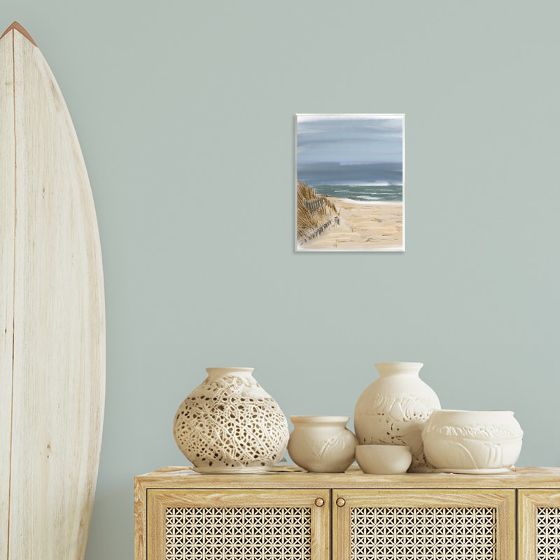 «Serene Beach Fence», art mural sur bois par Jan Weiss