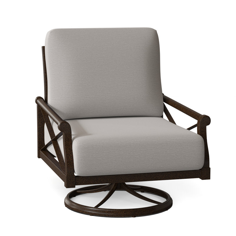Chaise berçante avec coussins Andover, Blanc patiné, Haie flanelle Sunbrella® flanelle