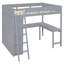 Lit mezzanine double gris avec bureau et tablette: Taille et tablette en bois de pin massif pour chambre à coucher - Gris: fabrication durable