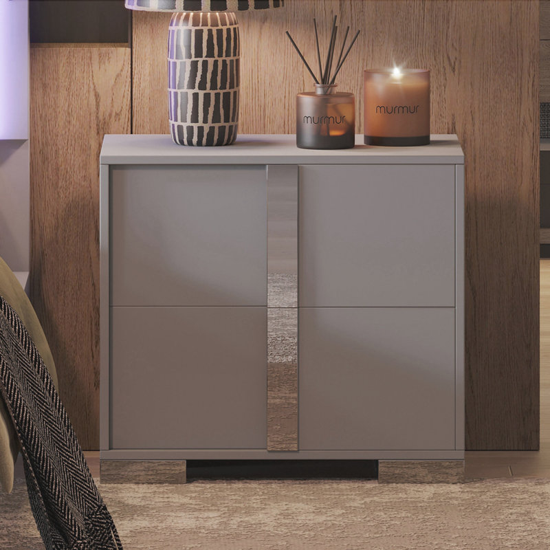 Table de chevet moderne 2 tiroirs Gundela, Gris
