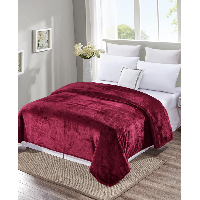  Couverture ultra moelleuse Lushelegance, Bourgogne, Simple