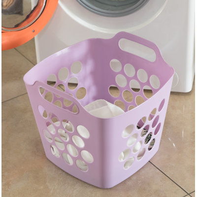 Flexible Plastic Carry Laundry Basket Holder Square Storage Hamper with Side Handles