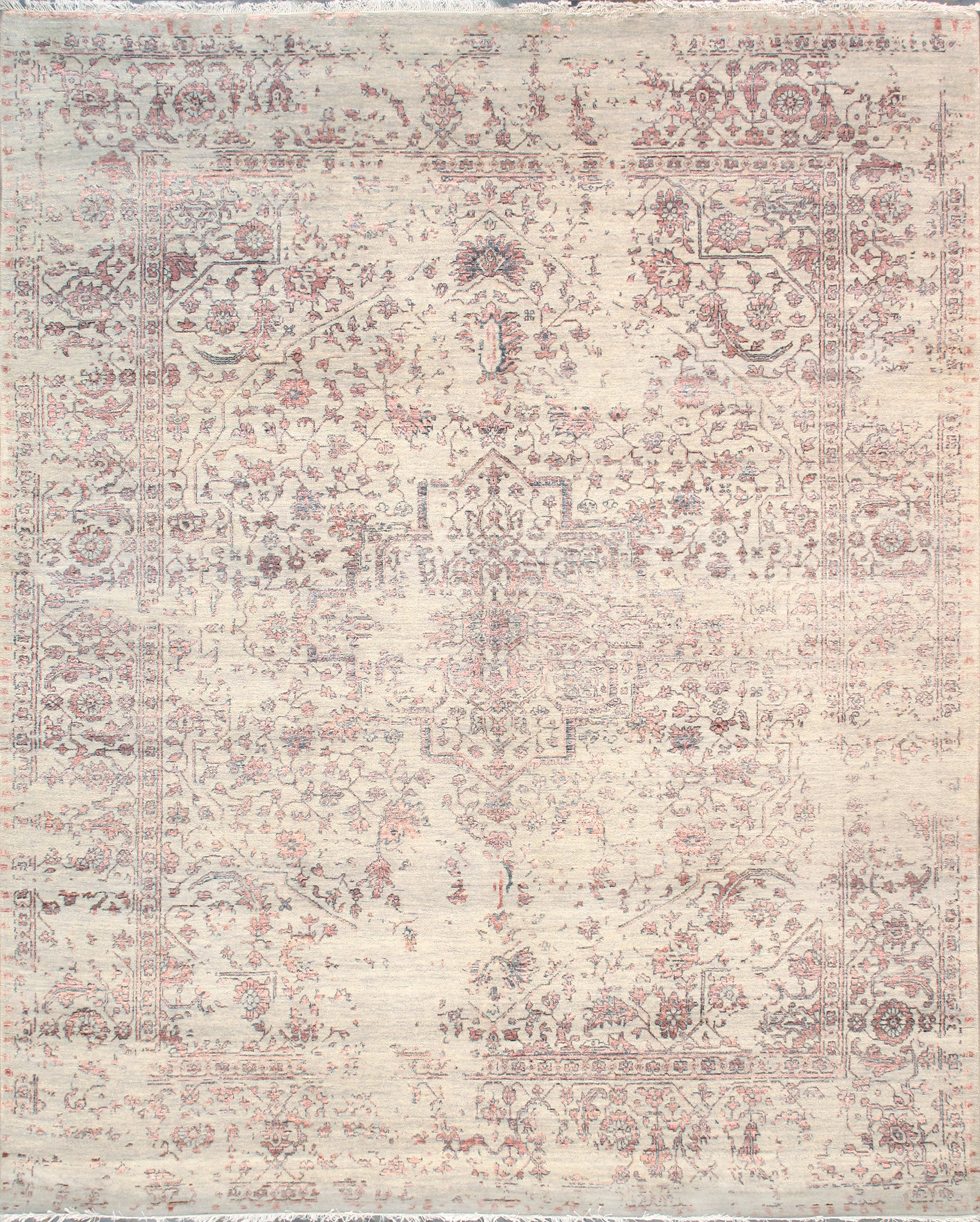 Theda Rug Pasargad Transitional Floral Hand-Knotted Rectangle 8'1