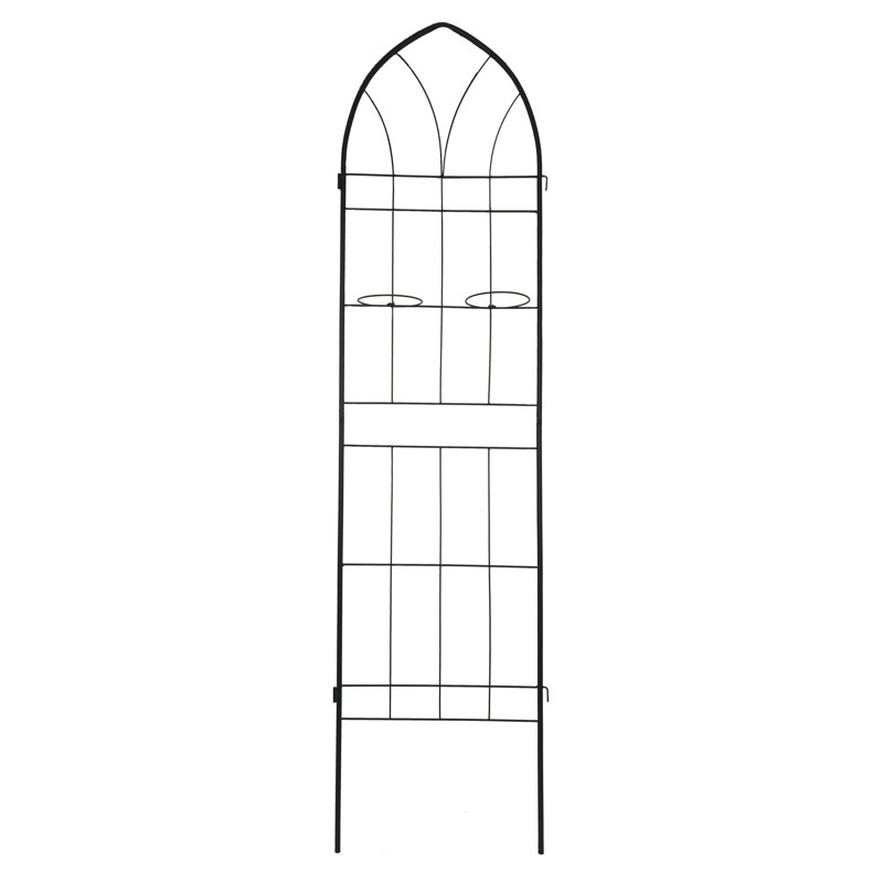 Ensemble de 4 treillis de jardin en métal, 200 cm H x 50 cm L, support pour plantes en fer antirouille avec porte-pots intégrés pour plantes grimpantes, fleurs et brise-vue extérieur.