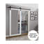 Porte de grange robuste en verre trempé transparent | Lucia 2166 | Ensemble de quincaillerie lourde 6,6 pi | Portes intérieures modernes à panneau massif - verre transparent-106926128-106926134