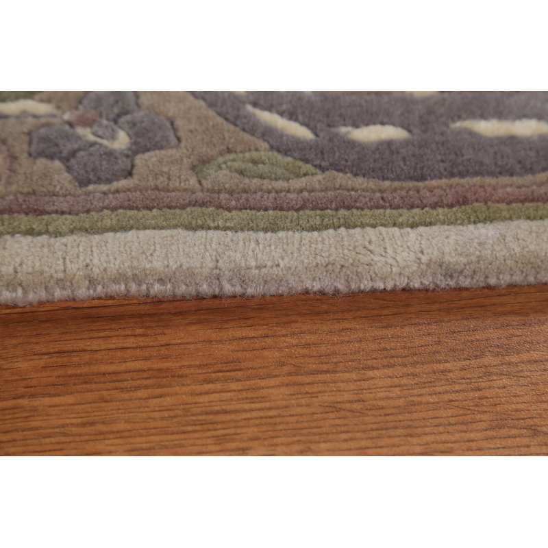 Tapis beige / ivoire / brun en laine noué à la main de conception unique 5 pi 4 po x 8 pi 0 po Népalais