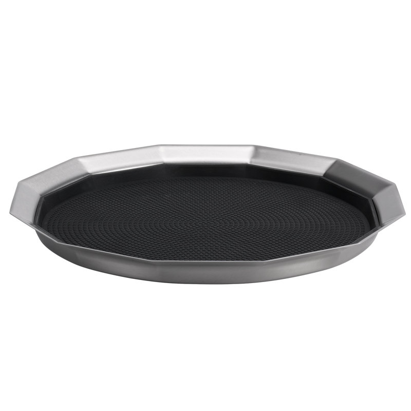 Plateau en acier inoxydable à douze côtés, Argent, H 1,75 po x l 14 po x P 14 po