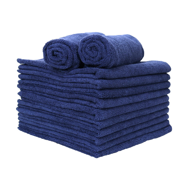 Miktat Smart Choice 300 GSM Light Weight Microfiber 16x27 Hand Towel (Pack of 12), Navy
