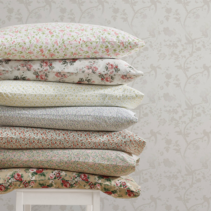 Ensemble de draps en percale de coton Percale Novelty Laura Ashley, Ensemble de draps pour lit simple avec une taie d'