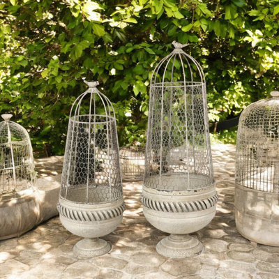 Cream Set Of 2 Metal Plant Cages