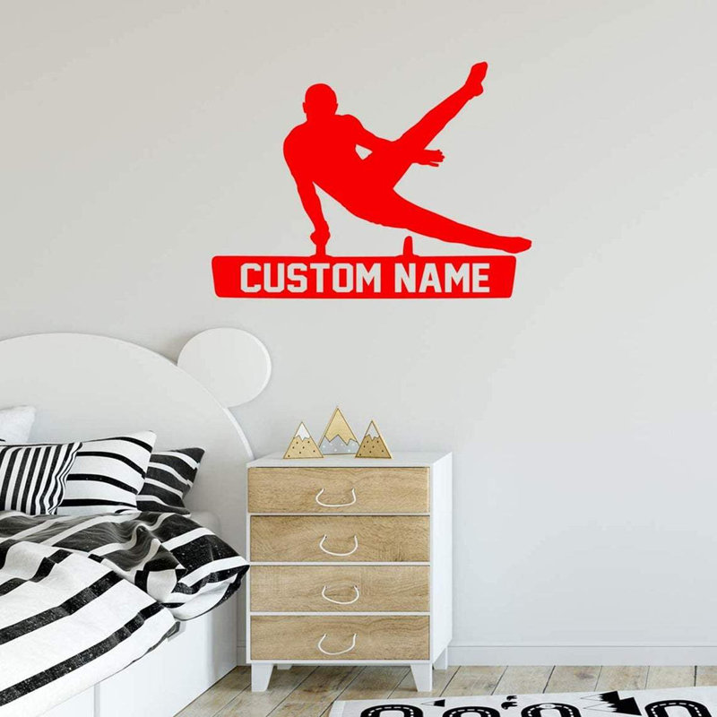 Adhésif décoratif Trinx Gymnastic avec nom personnalisé - CS44, H 13 po x l 17 po, Rouge