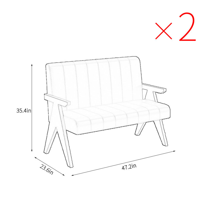 Banc de salle à manger rétro et minimaliste pour deux, Similicuir gris