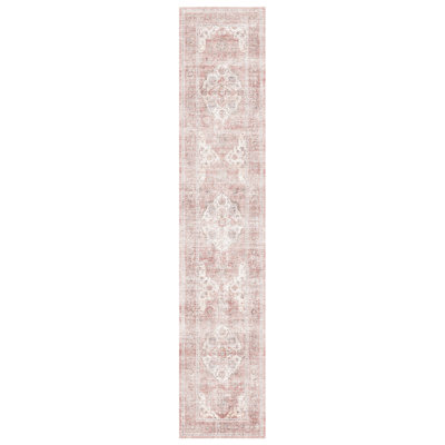 Pink Machine Washable Oriental Hallway Runner Rug