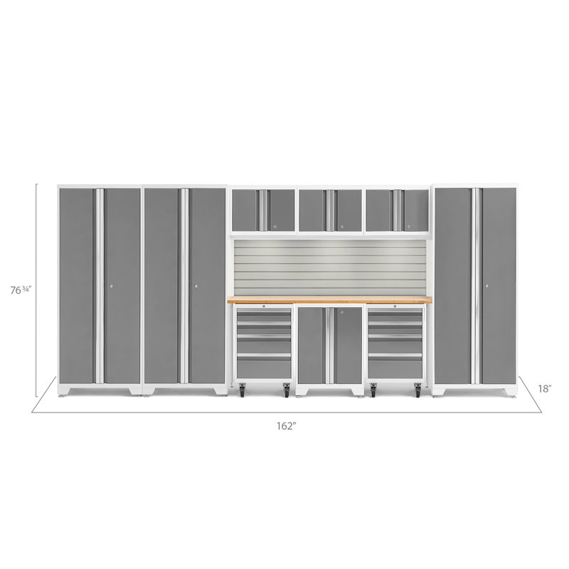Bold Series 10 Piece Complete Storage System Set, Bamboo, Platinum/Silver, LED Light