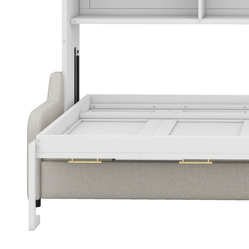 Lit armoire avec canapé escamotable Murphy, tablettes de rangement intégrées et éclairage DEL intégré, Lit double