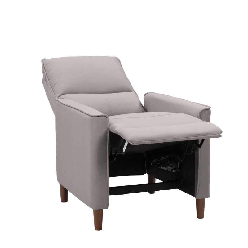 Upholstered Manual Pushback Recliner Armchair, Light Gray