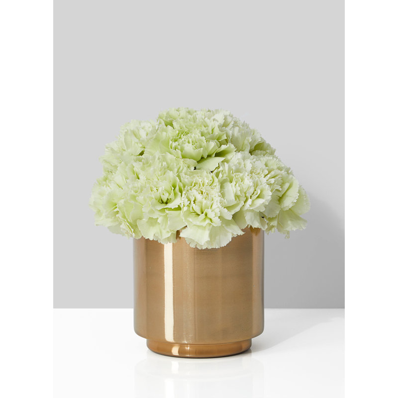 Vase Serene Spaces Living cylindrique à finition dorée brillante, petit piédestal doré, idéal pour une table de mariage, une table à manger, un bureau, des comptoirs, mesure 4 po de diamètre et 4 po de hauteur