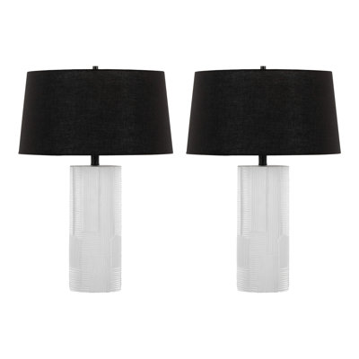 Petra 26" Contemporary Table Lamp With Black Linen Shade - Set Of 2