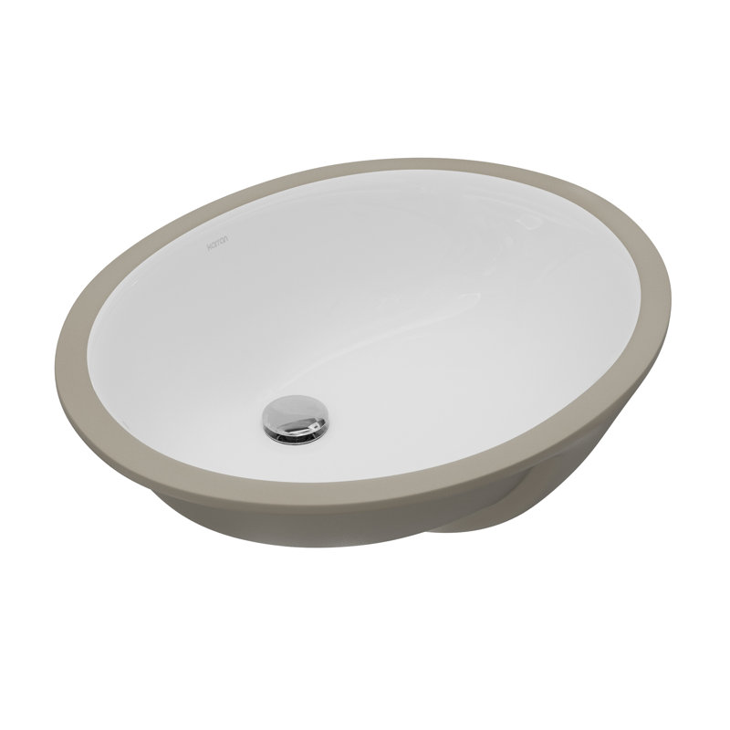 Lavabo de salle de bain ovale encastré en porcelaine vitrifiée blanc Karran Valera