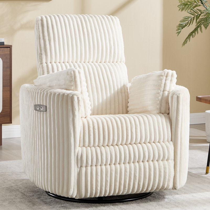 Elegant Swivel Rocker Power Recliner With Customizable Cushions For Maximum Comfort, Beige