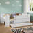 Storage-Focused Twin Size Multi-Functional Solid Pine Platform Daybed with Trundle and USB Charging in Crisp White