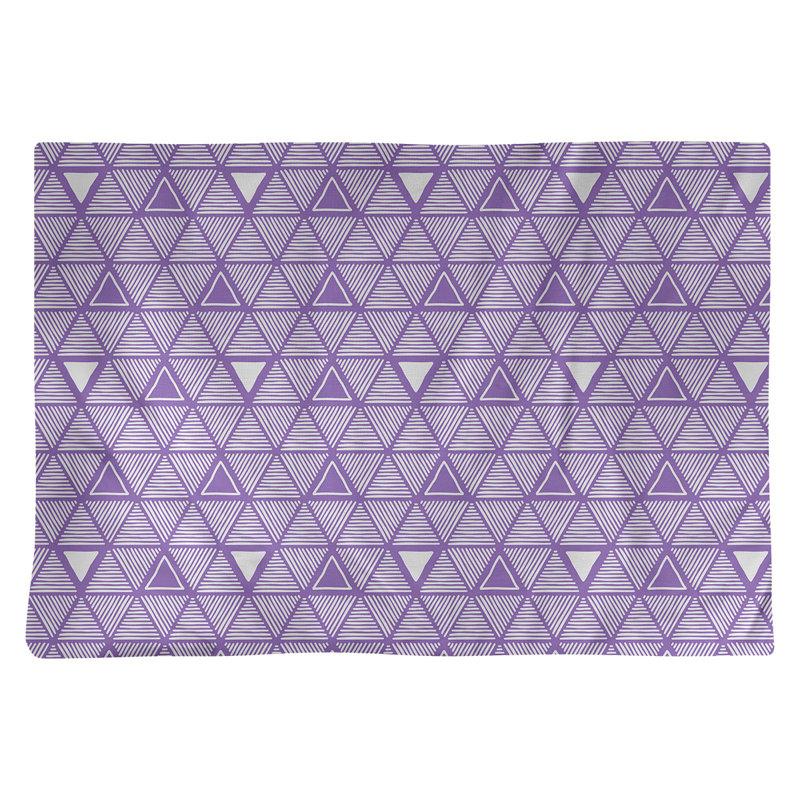 Napperon de 18 po en coton dessiné à la main triangle, Mauve/blanc, polyester