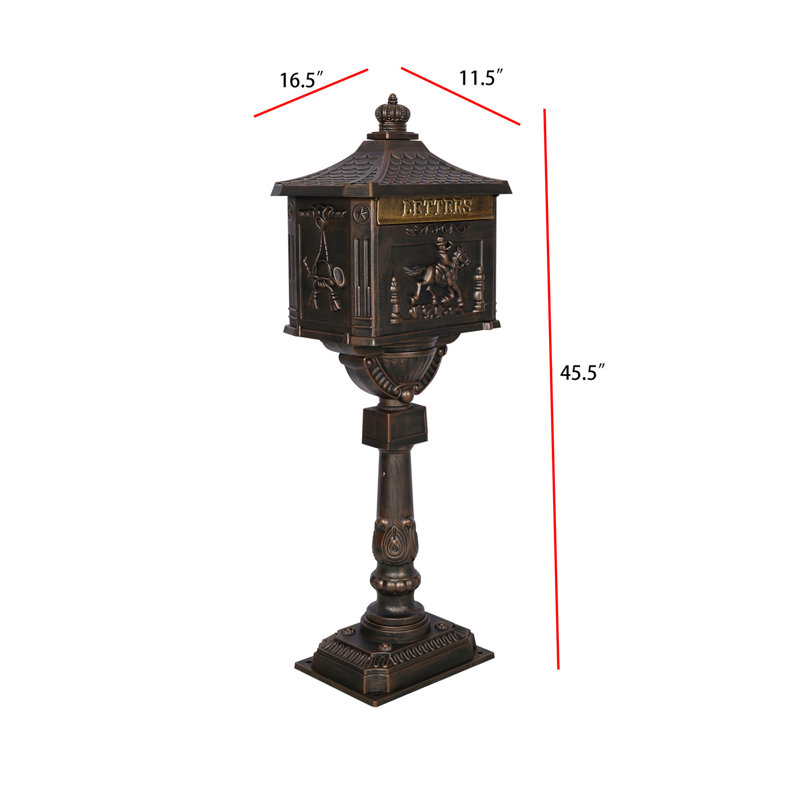 Post Mounted Mailbox, Bronze