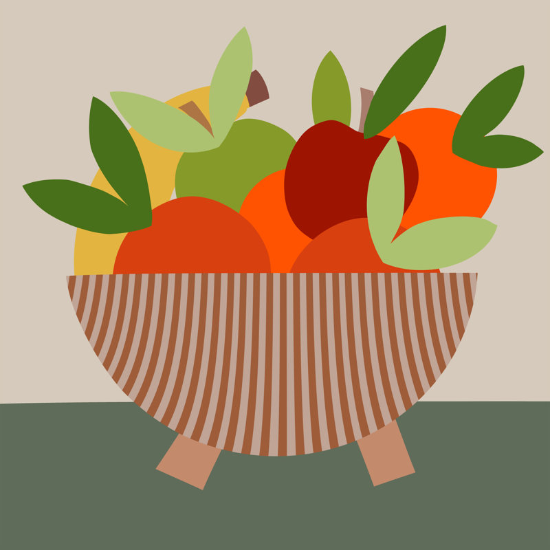 «Lelan Graphic Fruit Bowl I on Canvas» par Regina Moore, reproduction, H 20 po x l 20 po