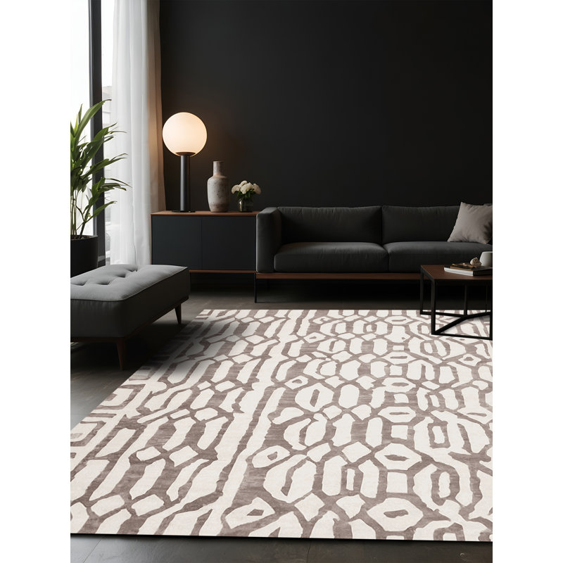 Tapis gris soyeux et moelleux, Carré 3 pi