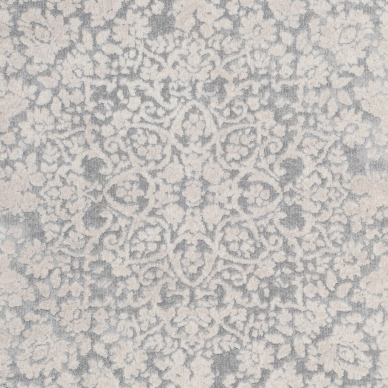 Calidia Oriental Light Gray/Cream Area Rug, Round 5'