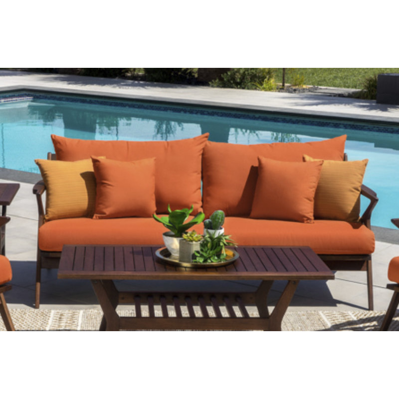Minhaj Sunbrella Outdoor Sofa - Blue, Sunbrella Tikka Orange