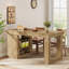 Îlot de cuisine avec tablette de rangement, table de préparation de ferme de 55 po avec grand plateau de table épais et espace pour les jambes, bois naturel