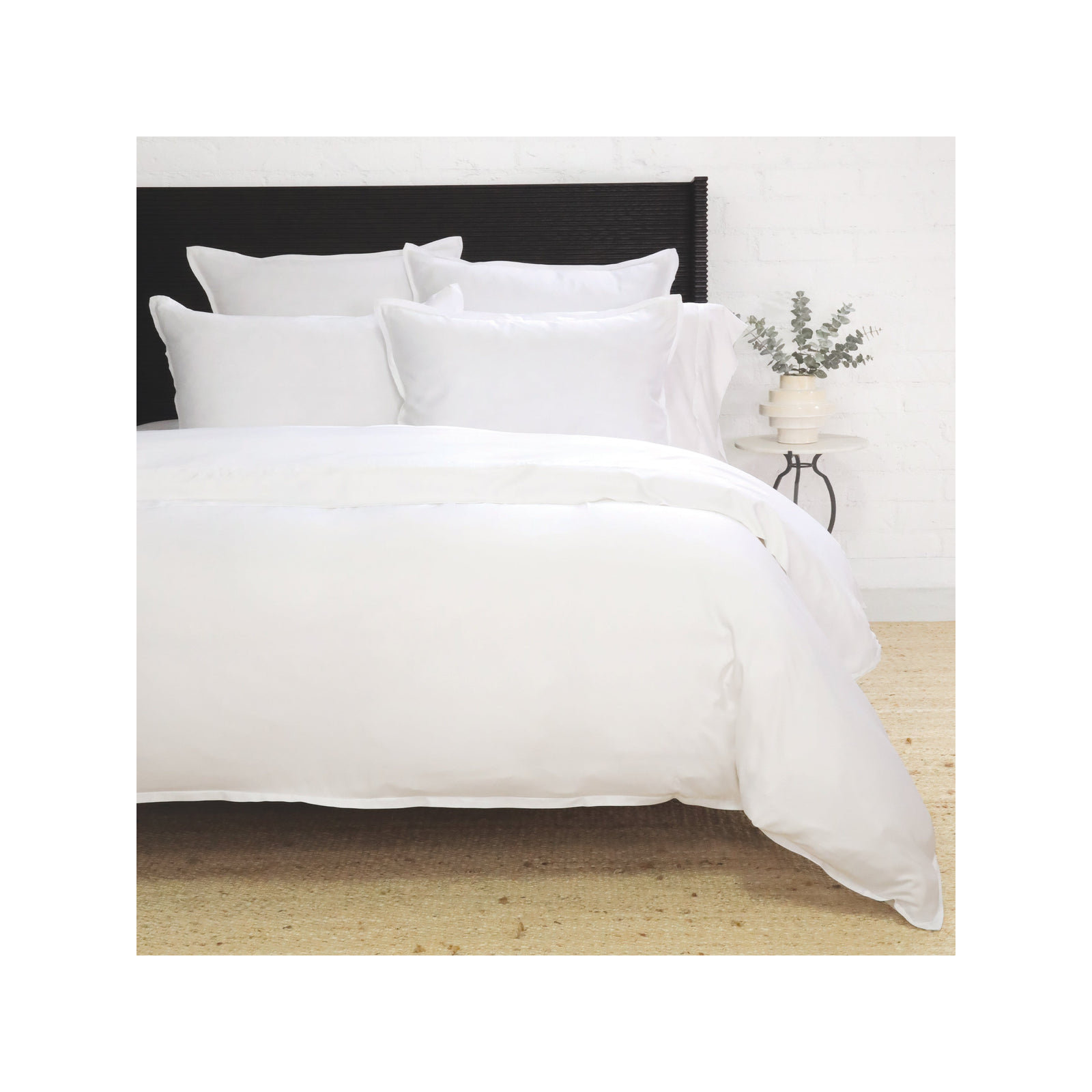 Langston Rayon Duvet Cover Set, Queen Duvet Cover + 2 Standard Shams, White/White