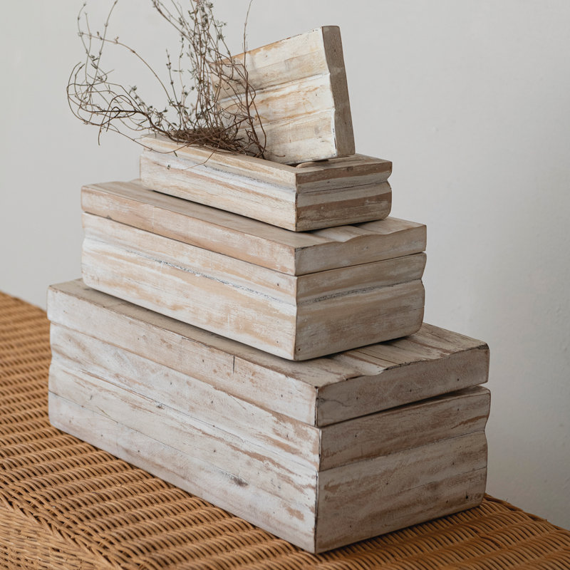Boîtes de rangement en bois récupéré lavé