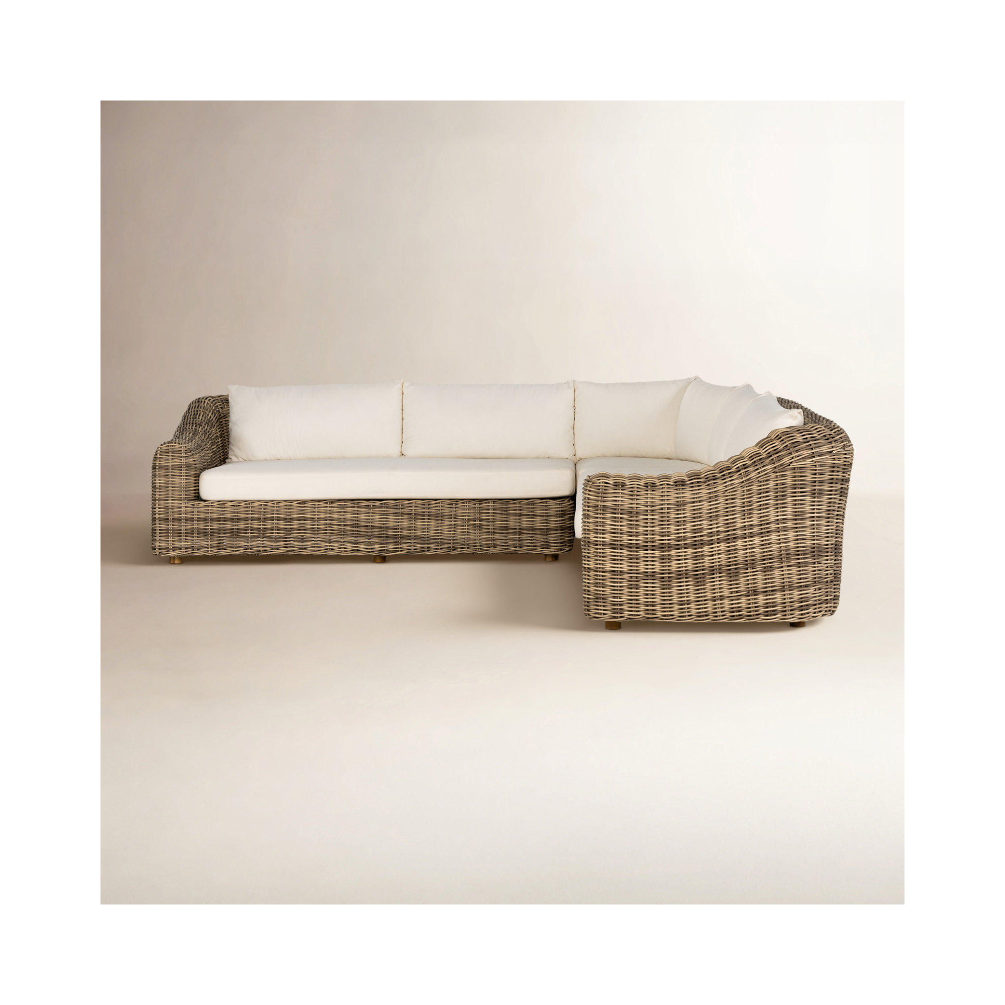 Cosha Upholstered Sectional, Natural Teak