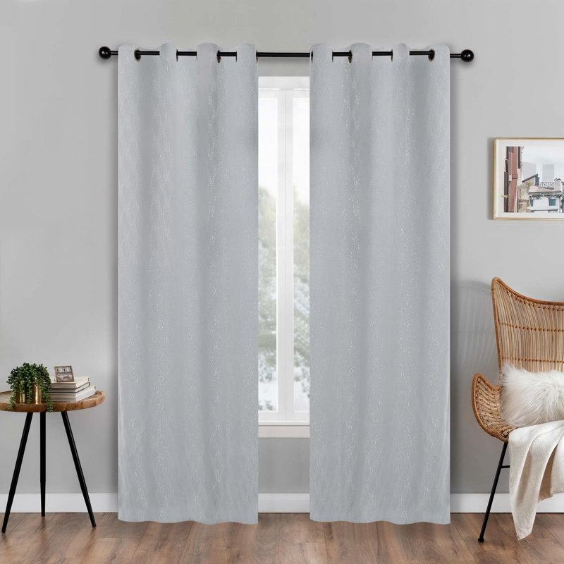 Paire de rideaux obscurcissants en polyester à texture moderne Vedder, l 52 po x L 108 po, Platinum