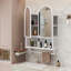 Armoire à miroir moderne à double arche avec tablettes réglables et porte-serviettes, pour le rangement dans la salle de bain, le salon et la chambre à coucher-1738492980