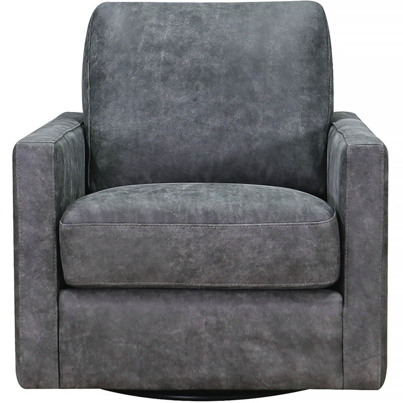 Chaise pivotante en cuir Vara, Cuir véritable gris Dillon