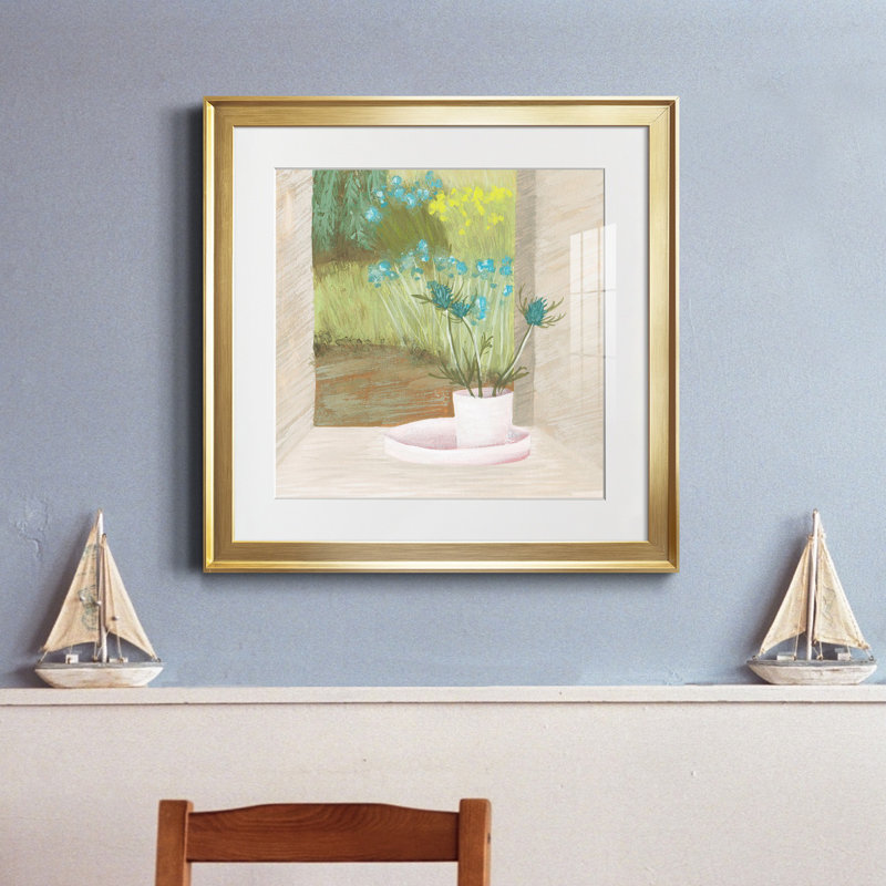 26_Window Plants I-Premium, reproduction encadrée - prête à être accrochée, Papier encadré doré, Blanc
