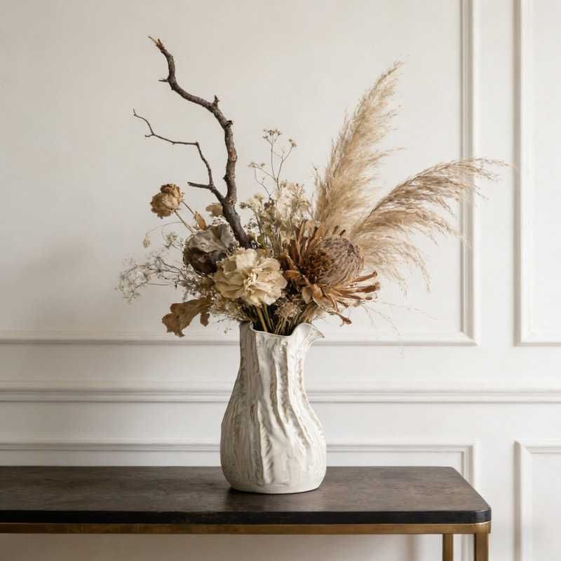 Vase décoratif en céramique blanche, joli petit vase à fleurs blanches pour la décoration intérieure, vases décoratifs en céramique de style bohème d'inspiration nordique moderne